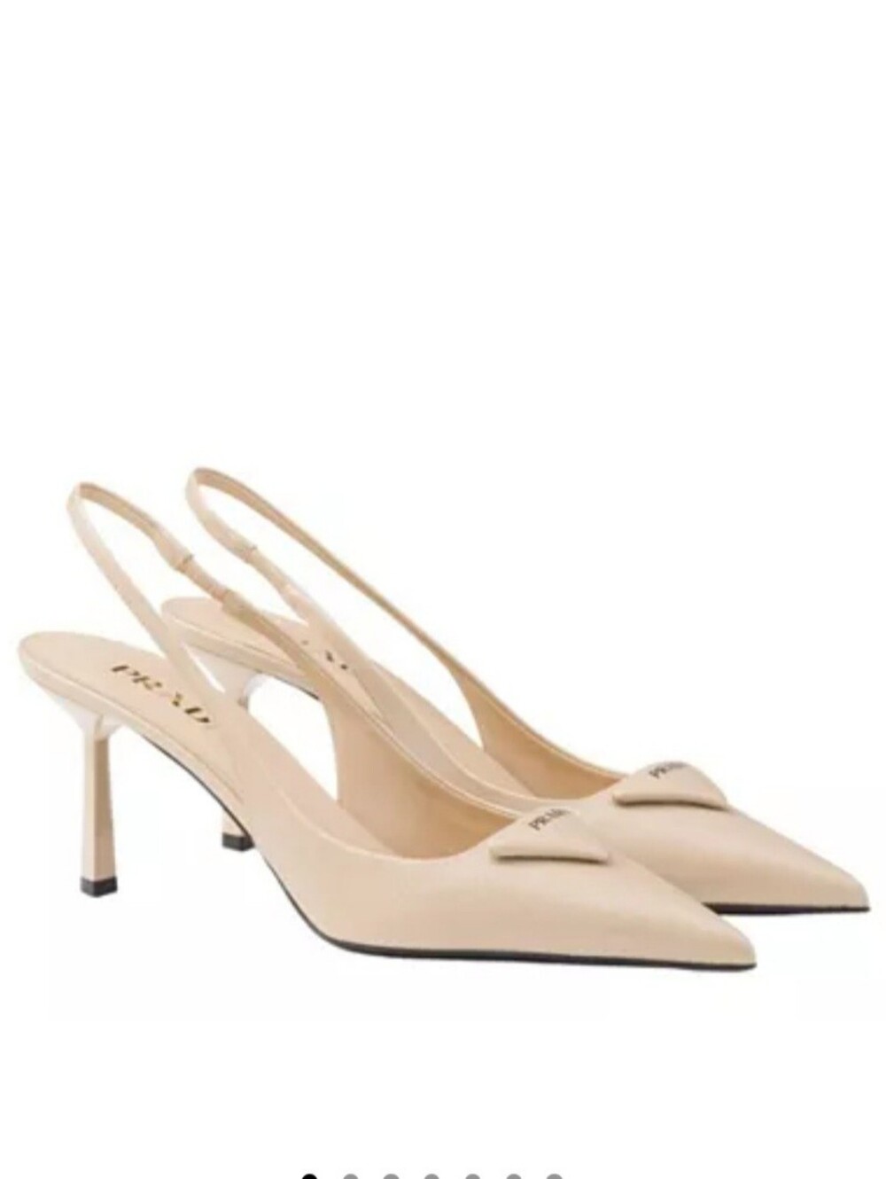 $1270 PRADA 75 Saffiano Leather Logo Slingback Pump Creme EU 38 US 8 BNIB